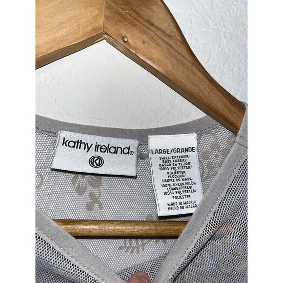 Kathy Ireland large Woman’s light blue gray sheer Top under solid top grunge Y2k - Picture 4 of 4